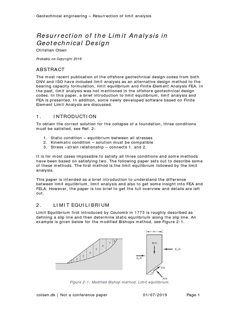 Ressurection of Limit Analysis in Geotechnical Design | PDF | Finite ...
