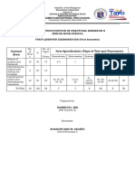 Content Area Item Specification (Type of Test and Placement)