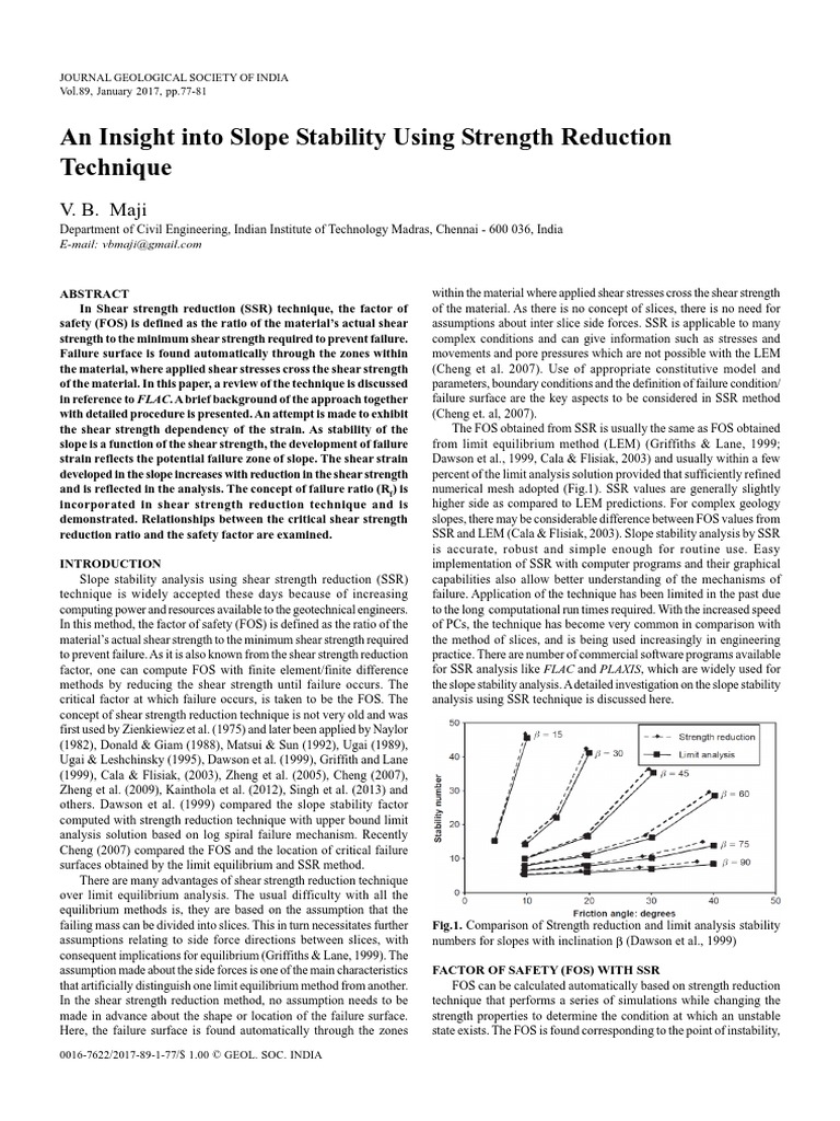 An Insight Into Slope Stability Using Strength Reduction Technique ...