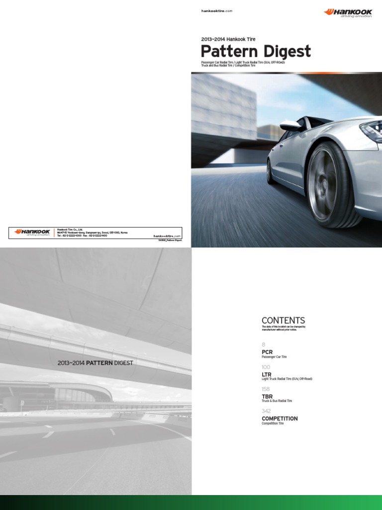 Hankook Pattern Digest 2013-2014 (Iso 29mb) | PDF | Tire | Transport