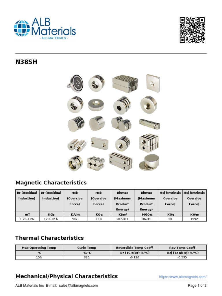 N38SH Magnet Specifications | PDF