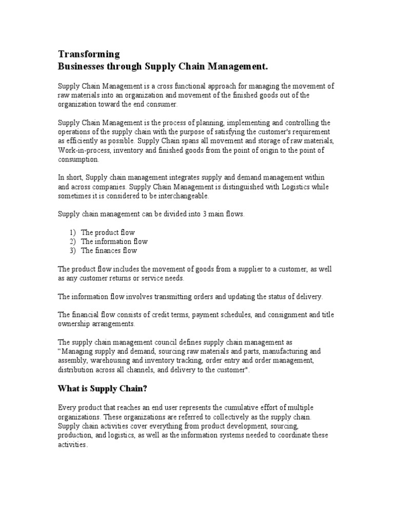 Optimizing Supply Chain Management Strategies | PDF | Strategic ...