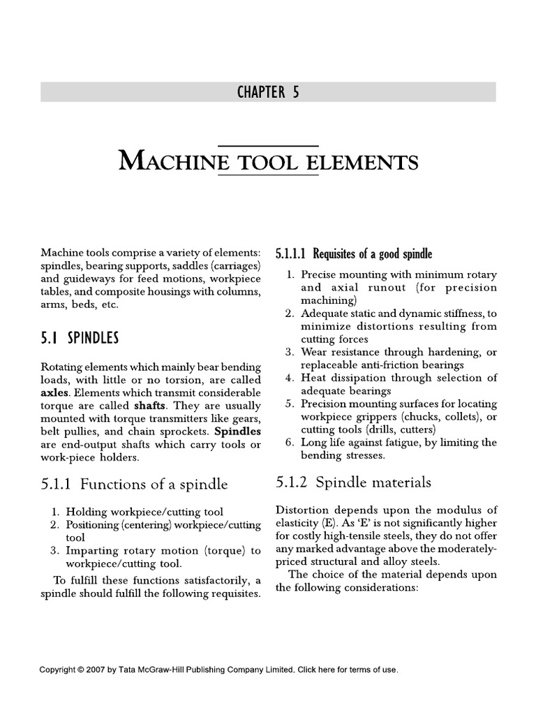 Machine Tool Elements Guideways And Spindles Machines