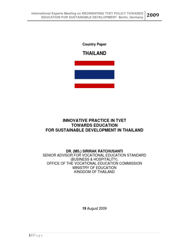 Thailand's TVET for Sustainability | PDF | Vocational Education ...