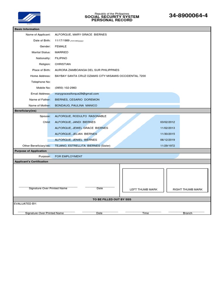 Personal Record 3489000644 PDF | PDF