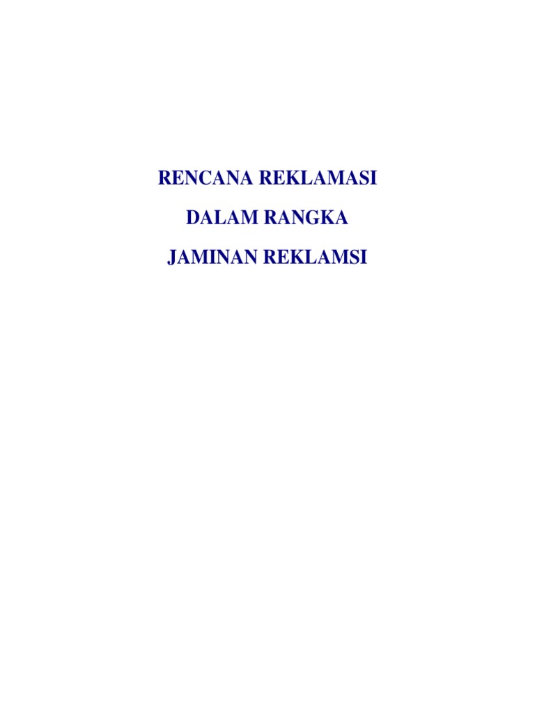 Rencana Reklamasi - Jaminan Reklamasi PDF | PDF