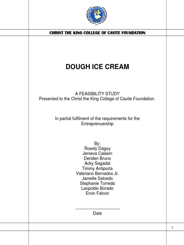 Dough Ice Cream Feasibility Study PDF Multilingualism First Language