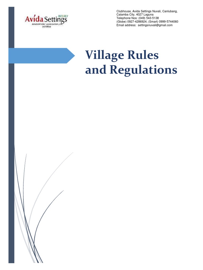 Avida Settings Nuvali Village Rules | PDF | Identity Document ...