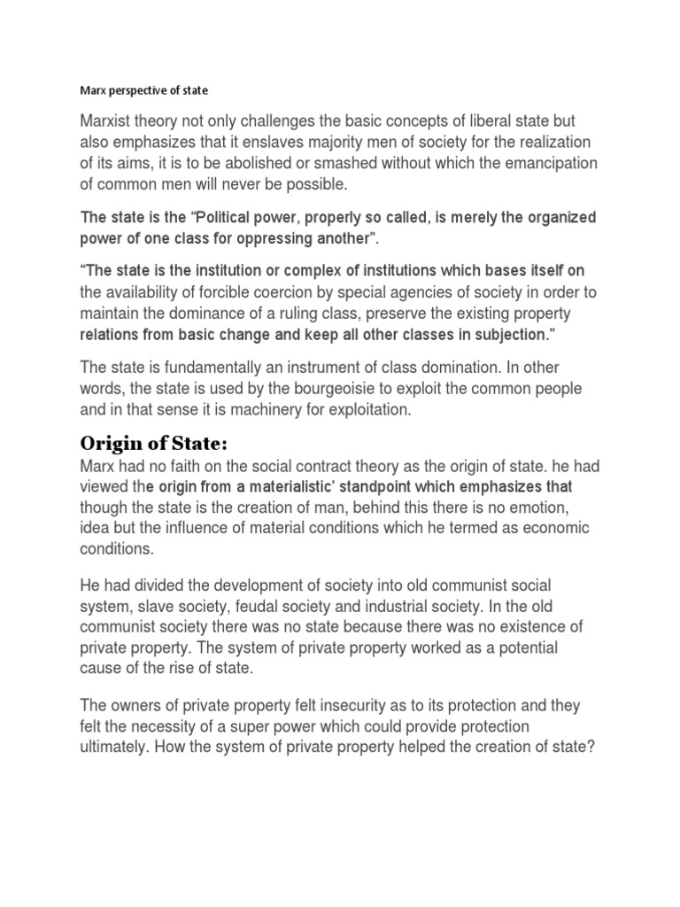 Marxist Theory of State Explained | PDF | Bourgeoisie | State (Polity)