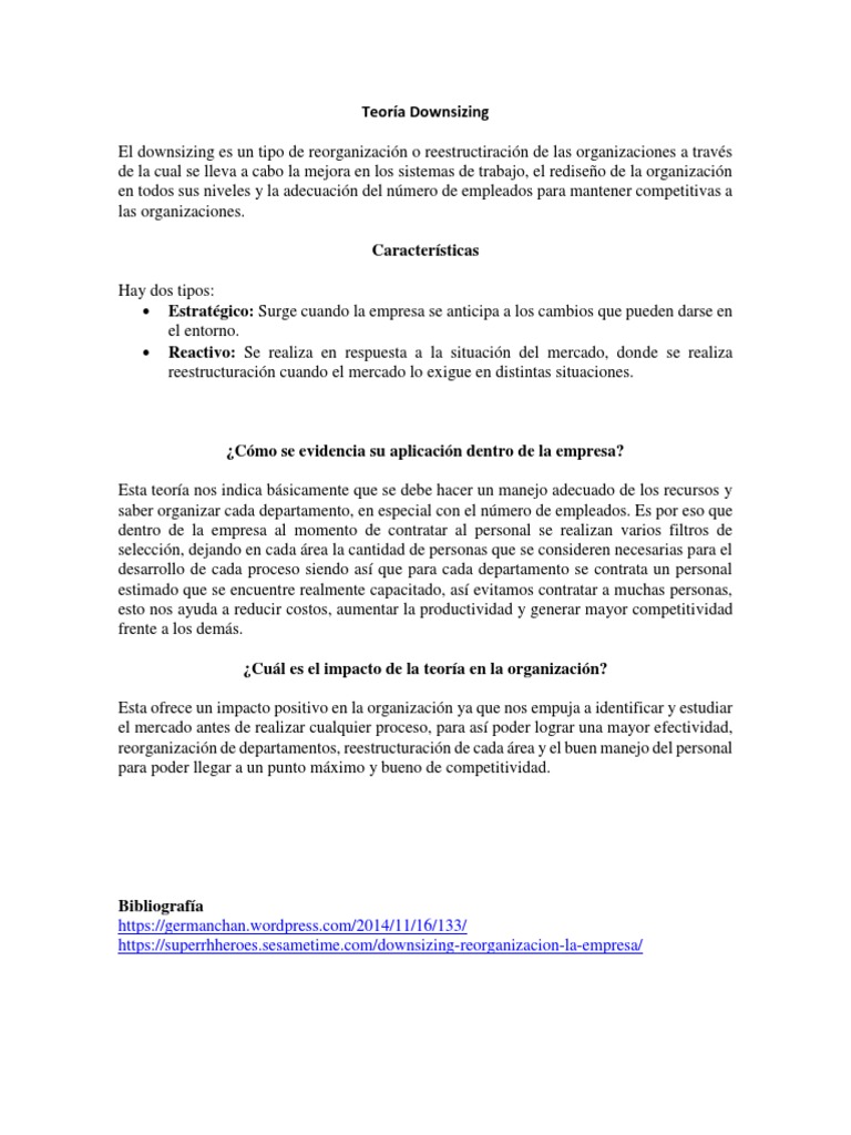 Teoría Downsizing PDF