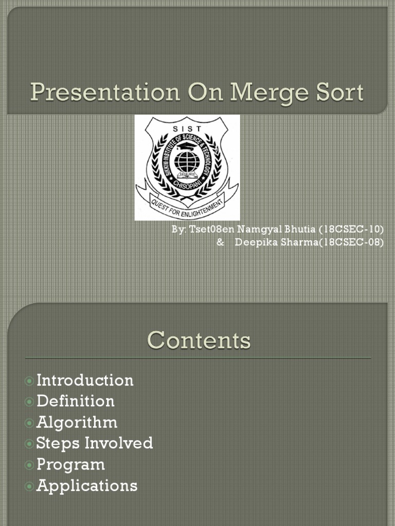 Presentation On Merge Sort | PDF