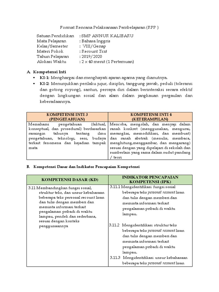 Materi Pembelajaran Recount Text Tahun Ajar
