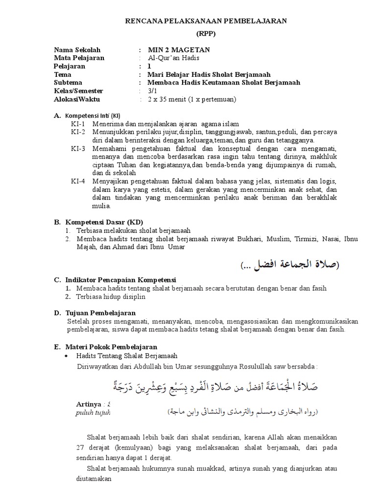 Kompetensi Inti Ki Artinya Shalat Berjamaah Lebih Utama Dari Shalat Sendirian Dengan Dua