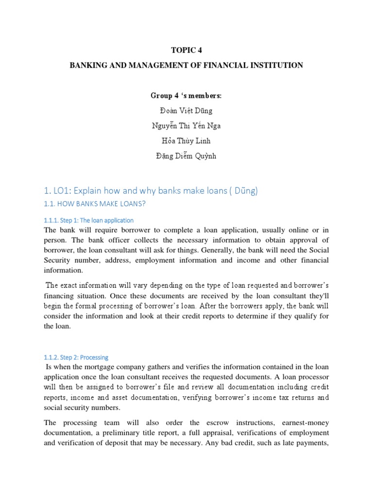 Banking and Management Financial Institutions | PDF | Banks | Loans