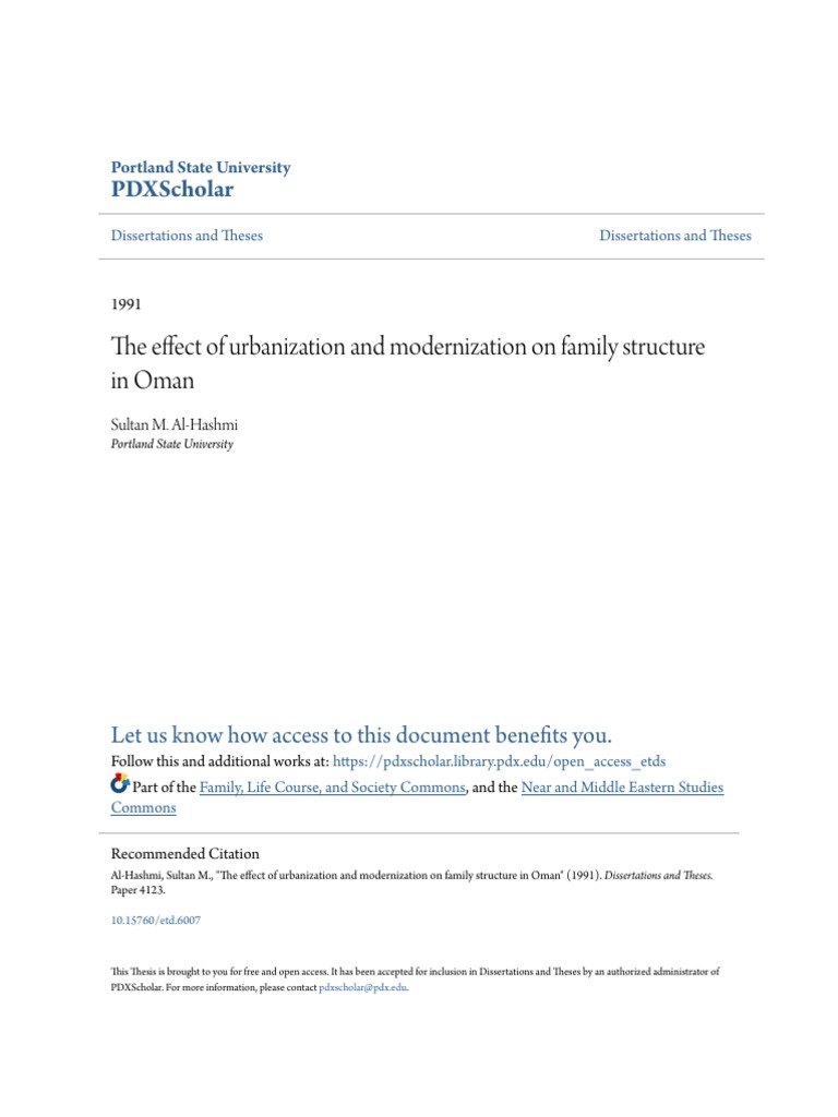 Urbanization's Impact on Omani Families | PDF | Oman | Family