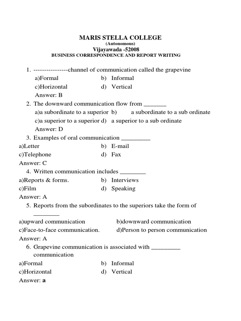 Forms Of Business Anization Mcqs