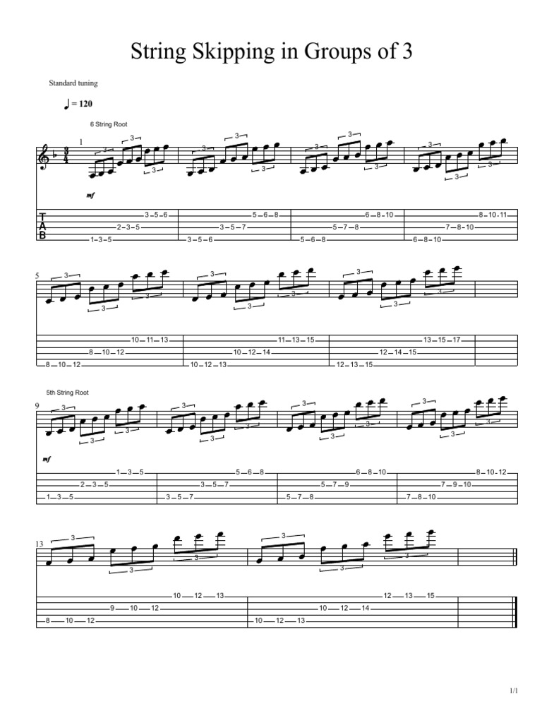 String Skipping Techniques in 3s | PDF | String Instruments | Elements ...