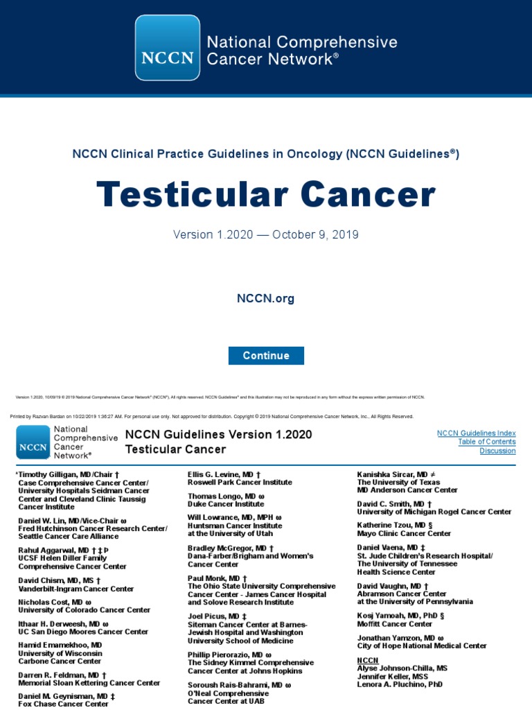NCCN Testicular Cancer PDF Chemotherapy Therapy