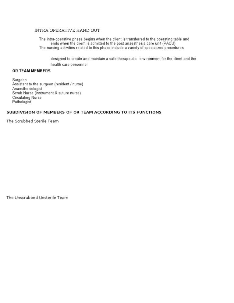 Intra Operative Hand Out | PDF | Wellness