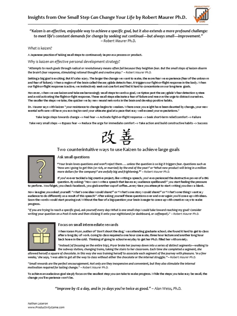 One Small Step Can Change Your Life PDF | Download Free PDF | Goal ...