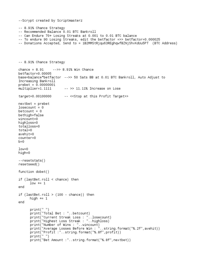 Bitsler Dicebot Script 2017 | PDF | Finance & Money Management ...