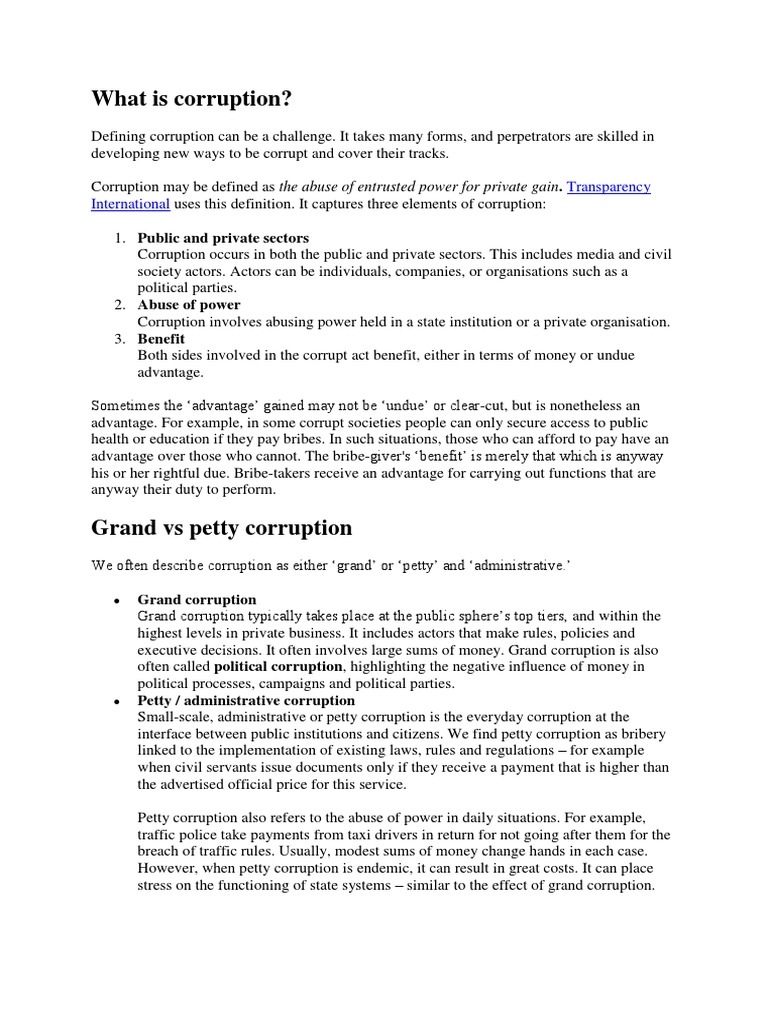 Understanding Corruption Definitions | PDF | Political Corruption | Bribery