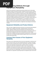 Eliminating Defects Through Equipment Reliability