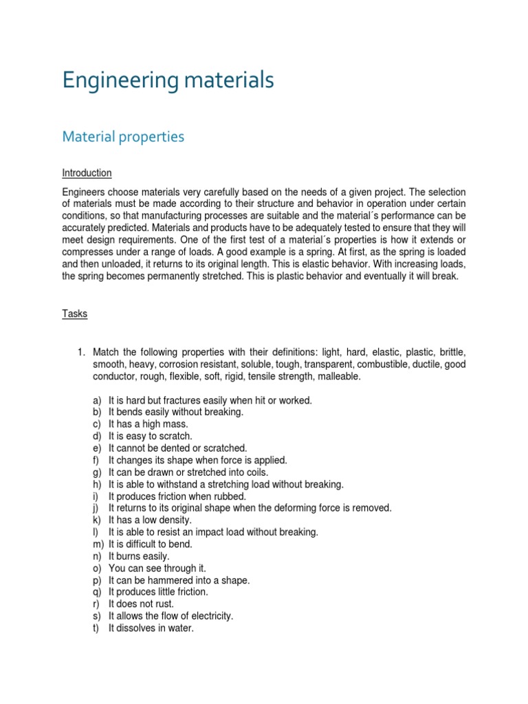 Material Properties | PDF | Deformation (Engineering) | Ductility