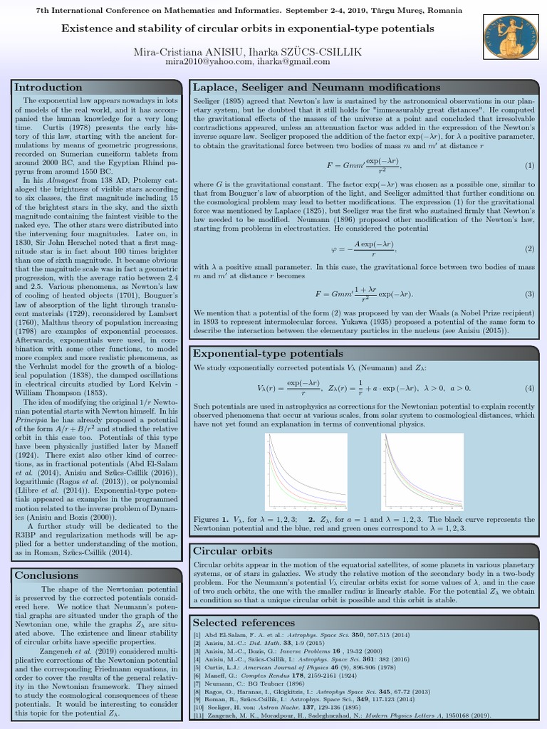 Circular Orbits in Exponential Potentials | PDF | Orbit | Apparent ...