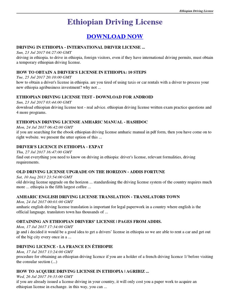 Ethiopian Driving License Pdf Driver S License Driving