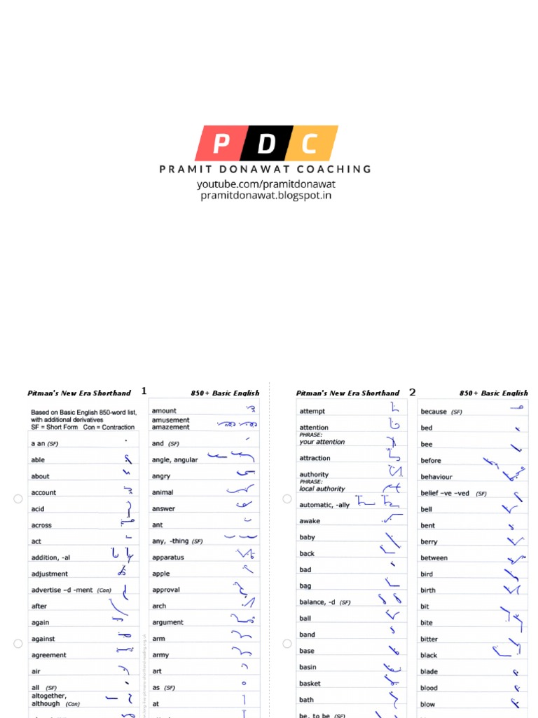 Shorthand Vocabulary850 PDC PDF