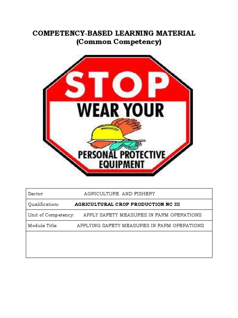 Apply Safety Measures in Farm Operations PDF Personal Protective