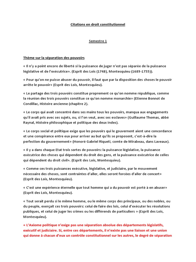 Citations En Droit Constitutionnel Semestre 1 Division B 18 19 Pdf Loi Sur La Protection Des Patients Et Les Soins Abordables Gouvernement Americain