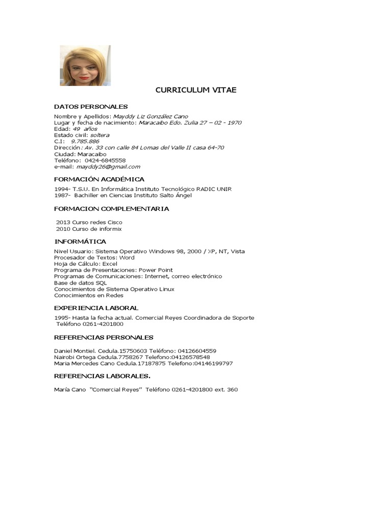 Curriculum Vitae Datos Personales