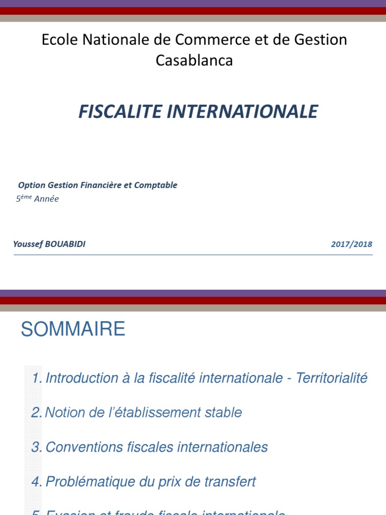 Fiscalité Internationale au Maroc | PDF | Impôt sur le revenu | Impôts