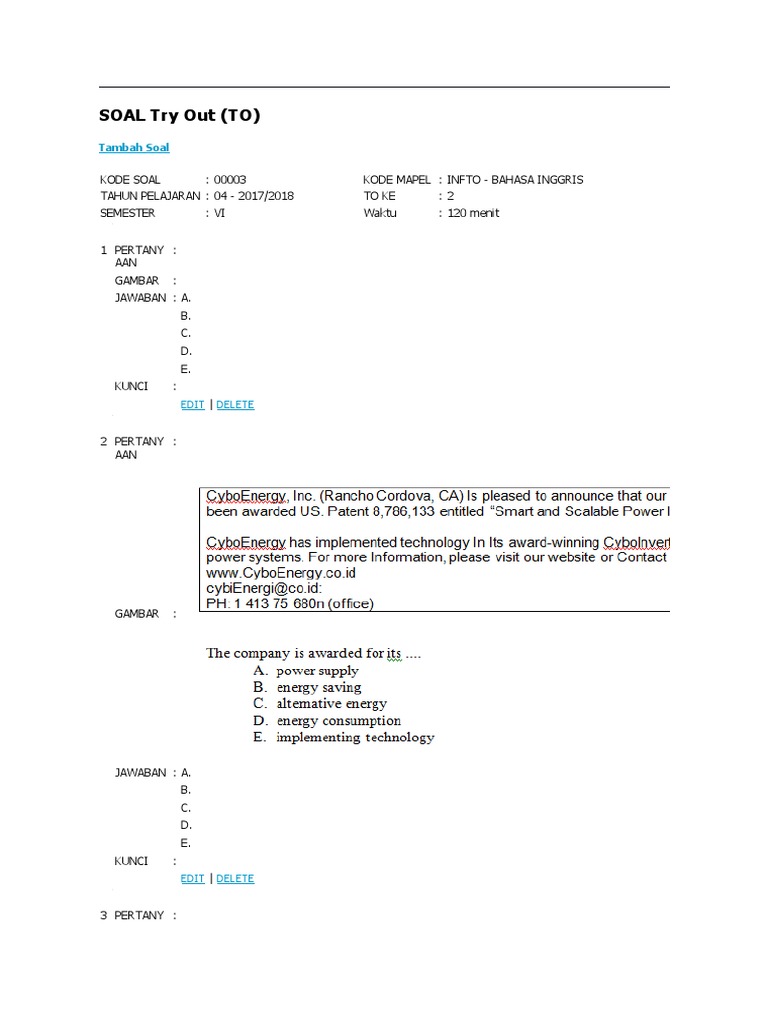 SOAL Try Out (TO) | PDF