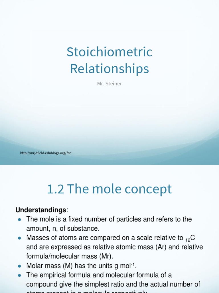 Moles and Stoichiometry in Chemistry | PDF | Gases | Mole (Unit)