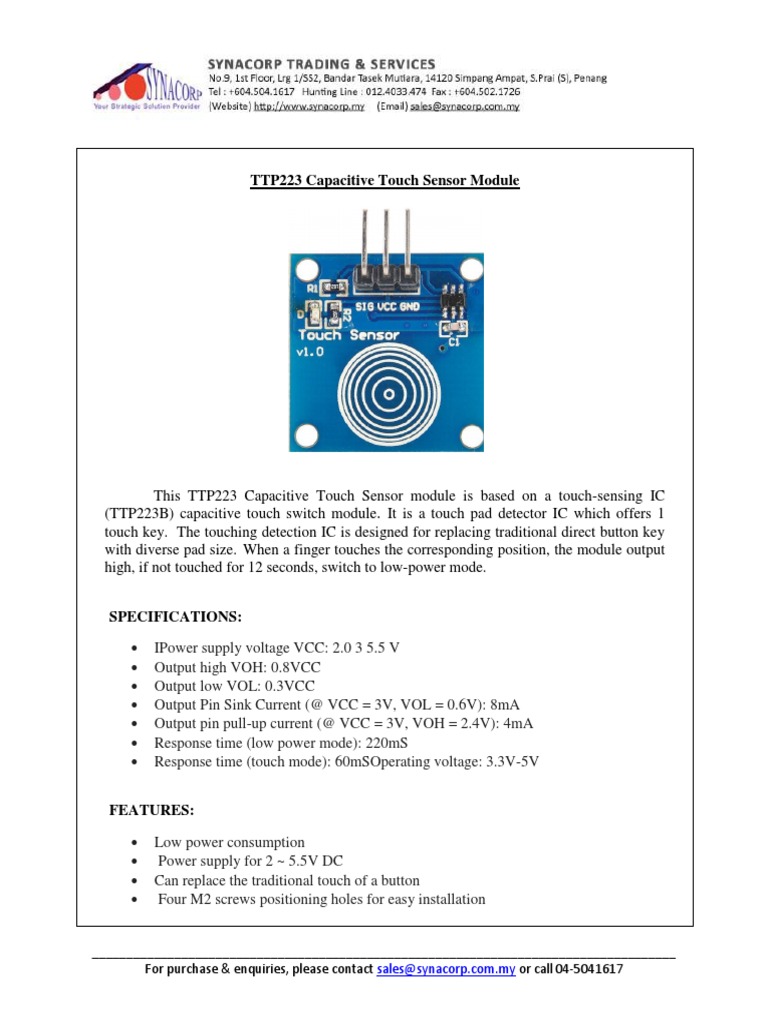 TTP223 Capacitive Touch Sensor Module | PDF
