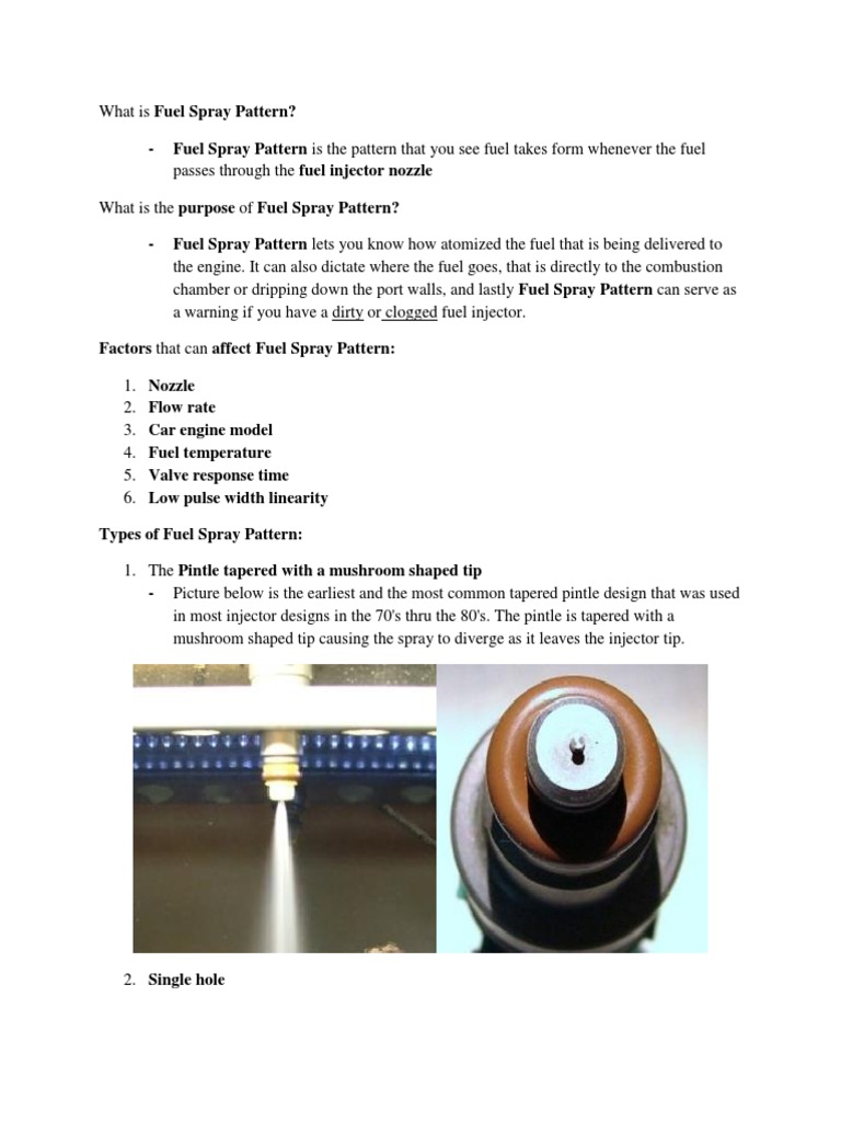 What Is Fuel Injector Spray Pattern PDF Fuel Injection Nozzle