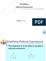 Rational Expressions Simplifying: Section 11.3