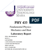 Fundamental Physics: Mechanics and Heat: Laboratory Report