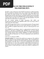 Notes On The Field Effect Transistor (Fet)