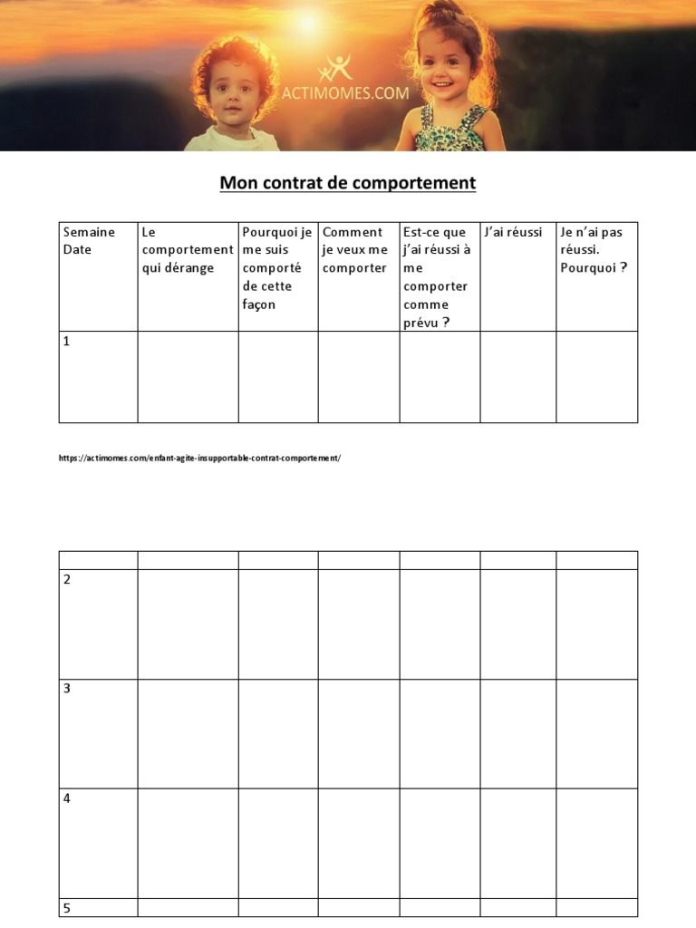 Contrat de comportement pour enfants PDF Évolution de carrière — free download