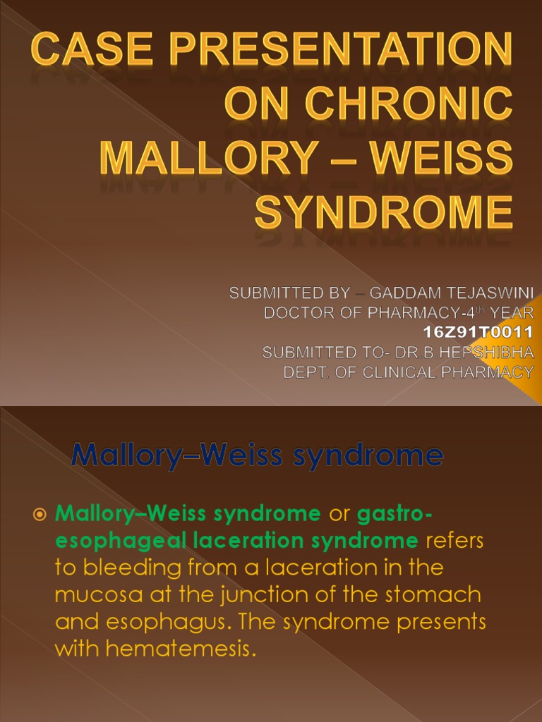 Presentation On Mallory Weiss Tear PDF