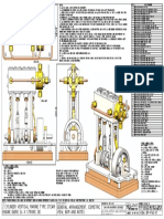 2 Cylinder Vertical Marine Type Steam Engine (Bore 24 X Stroke 28) General Arrangement, Isometric View, Bom and Notes
