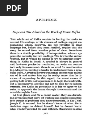 Hope And The Absurd In The Work Of Franz Kafka Albert Camus
