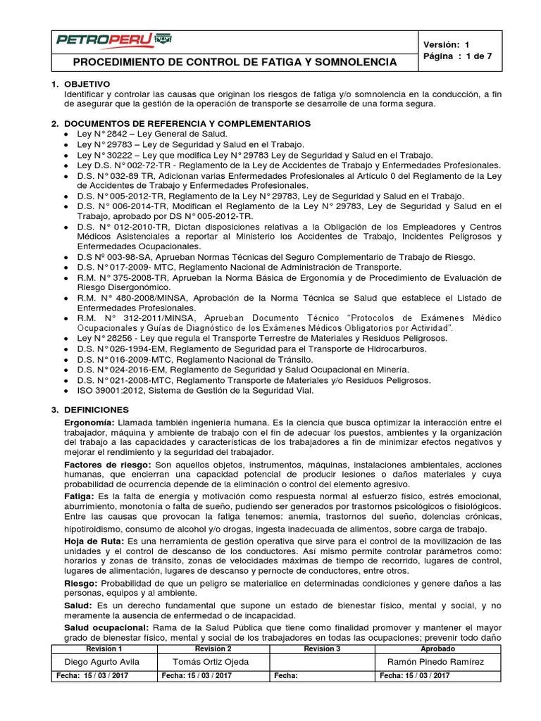 Control de Fatiga y Somnolencia en Transporte | PDF | Seguridad y salud ...