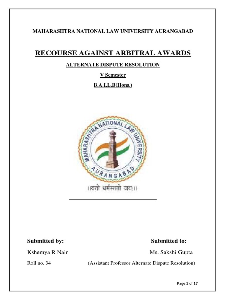 Adr Project | PDF | Arbitration | Alternative Dispute Resolution