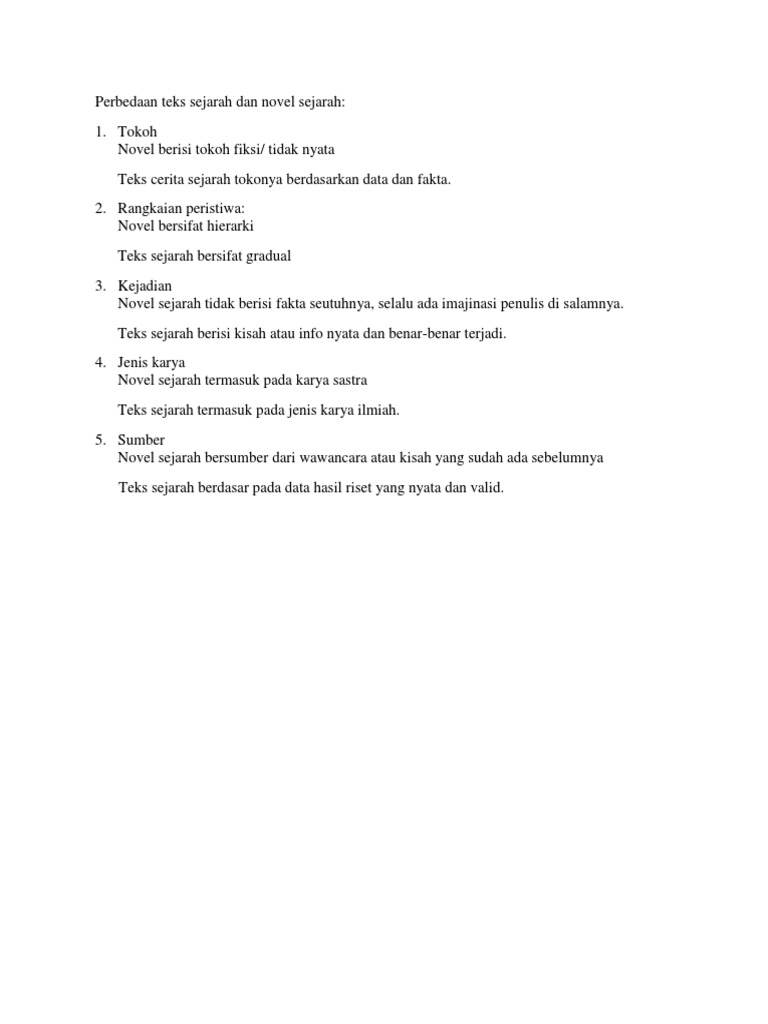 Perbedaan Teks Sejarah Dan Novel Sejarah Pdf