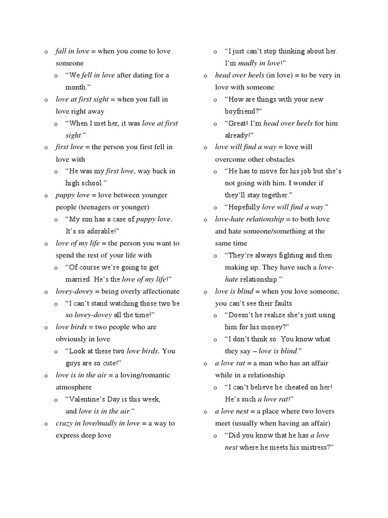 Love Expressions and Their Meanings | PDF | Love